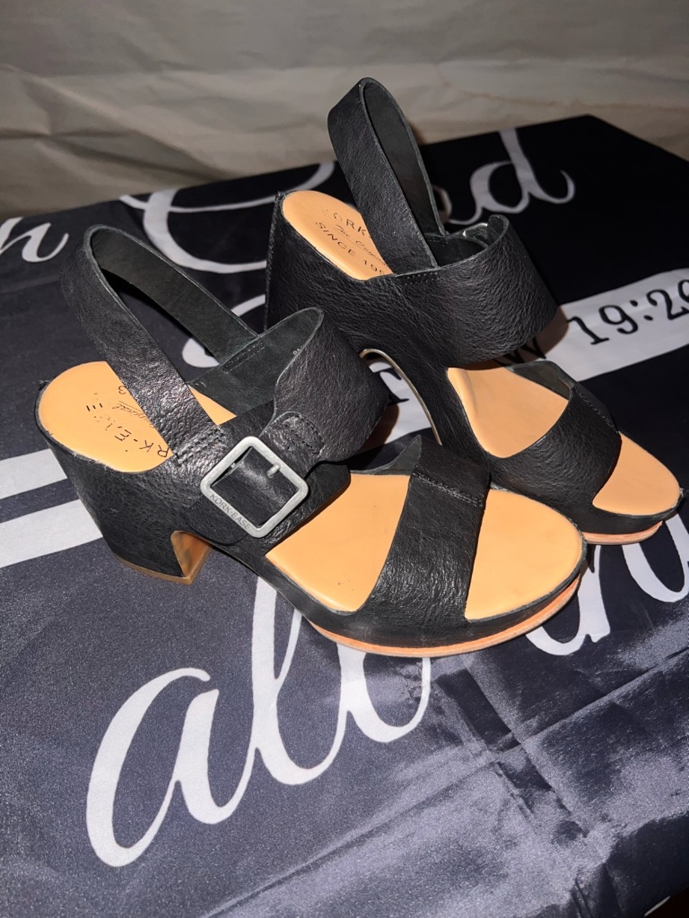 Kork-Ease Chunky Black Heel with Buckle